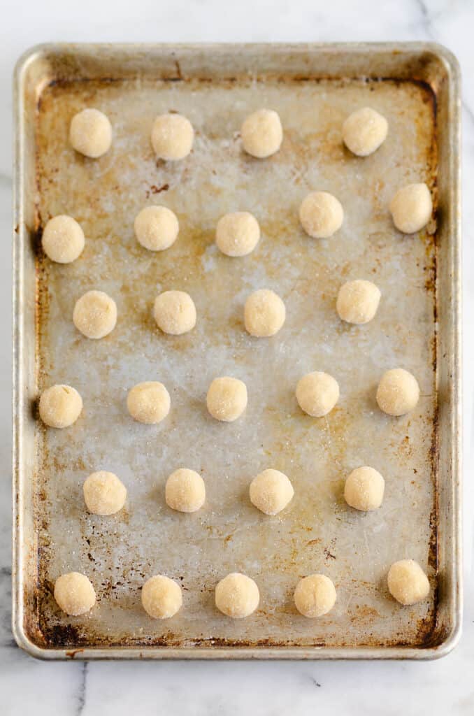 peanut butter blossoms on baking sheet