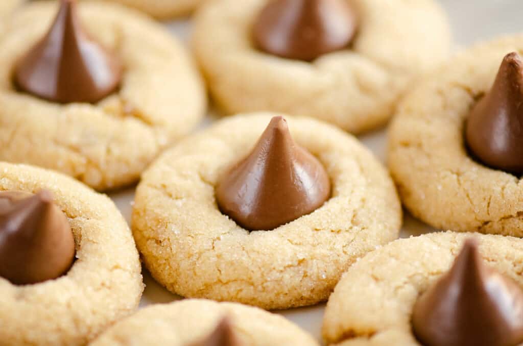 peanut blossom cookies on platter