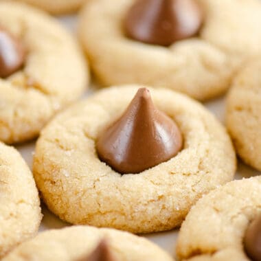 peanut blossom cookies on platter