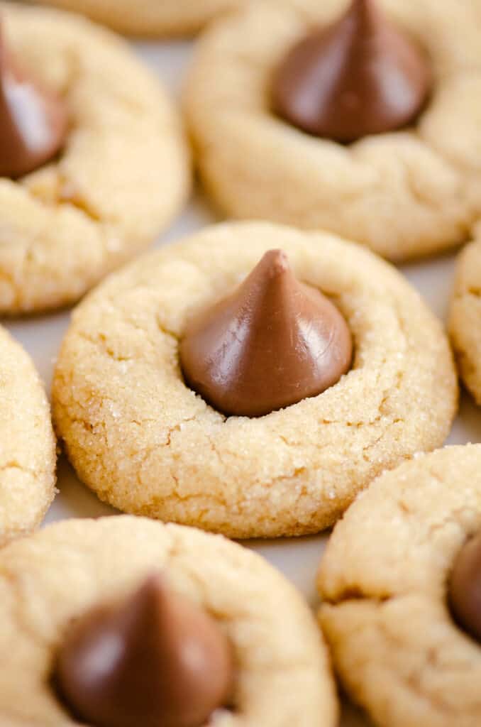 peanut butter blossom cookies on platter