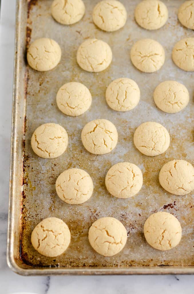peanut butter cookies on baking sheet