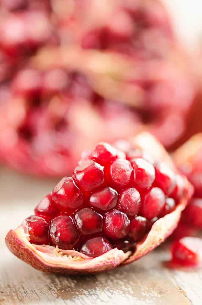 pomegranate arils in peel