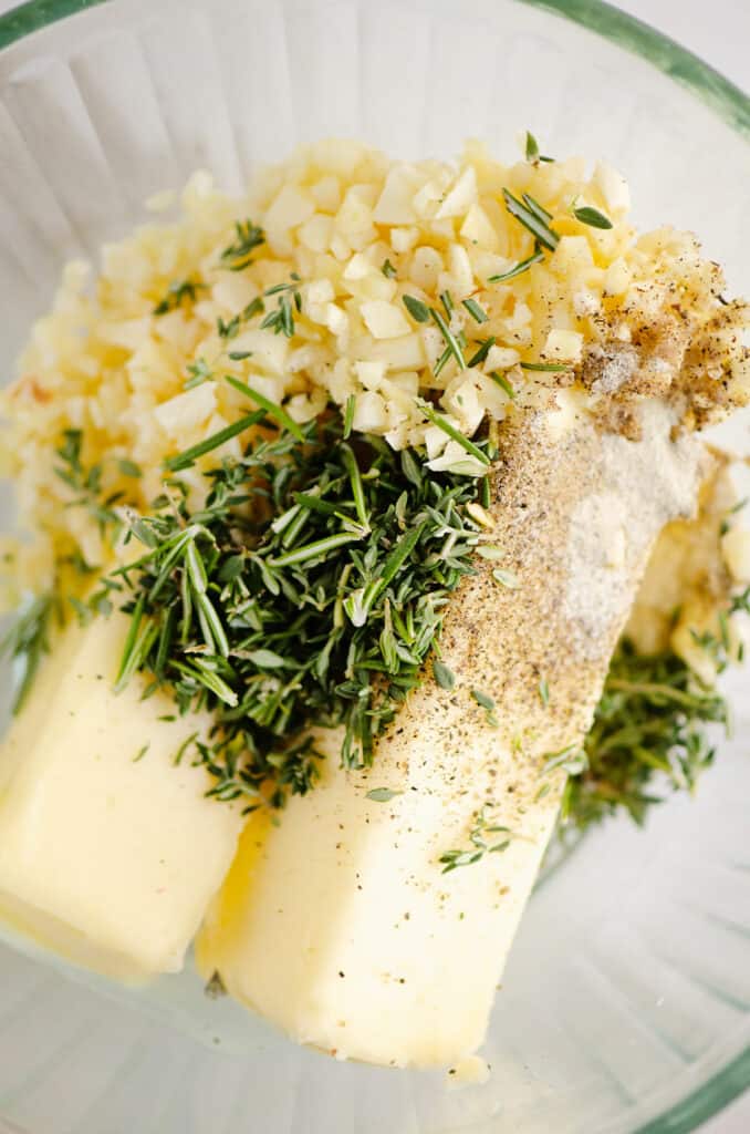 garlic herb butter ingredients in bowl