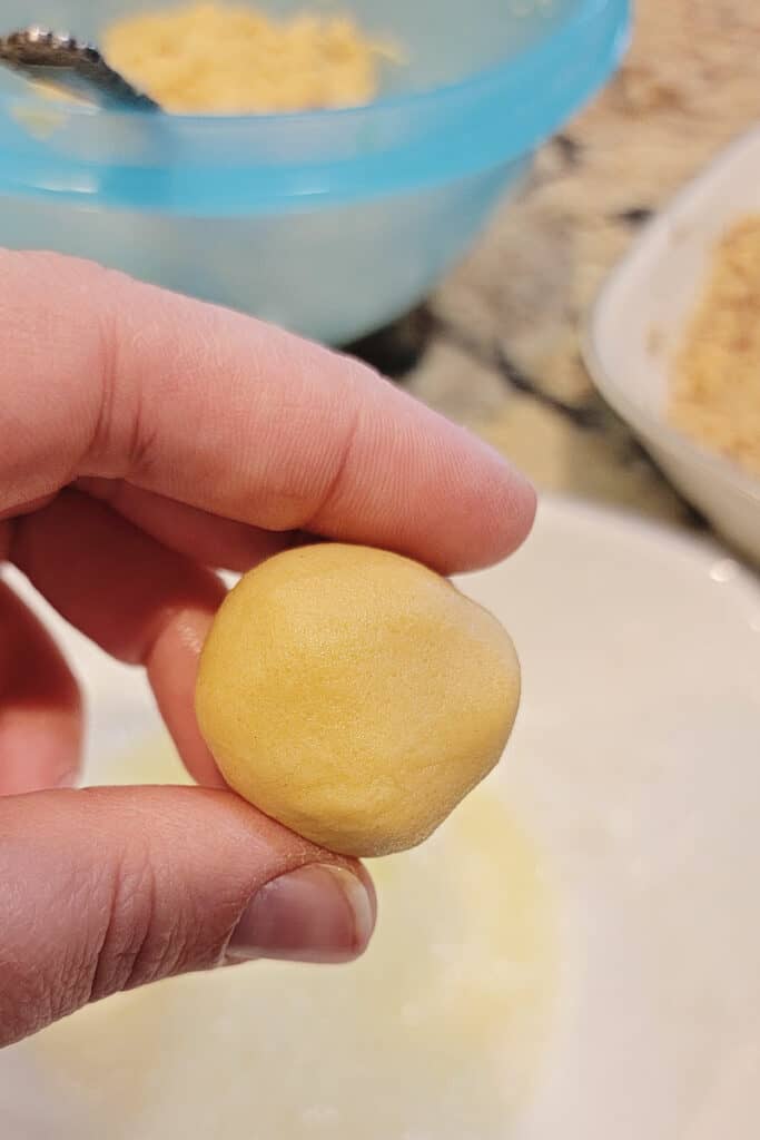 thumbprint cookie rolled in ball