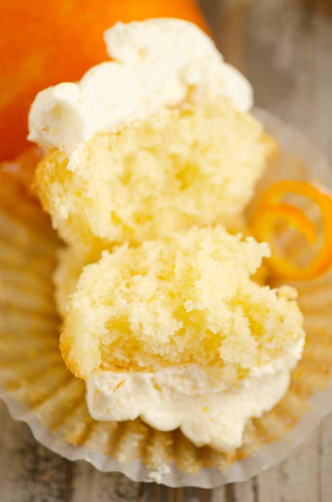 inside of orange creamsicle cupcake