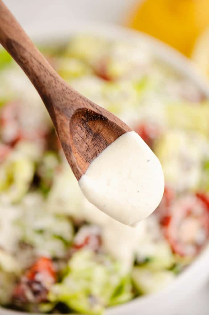 greek yogurt caesar dressing on salad