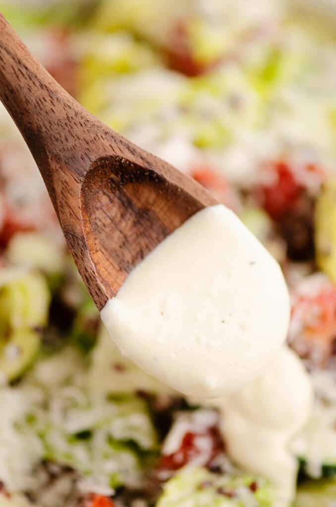 greek yogurt caesar dressing on salad