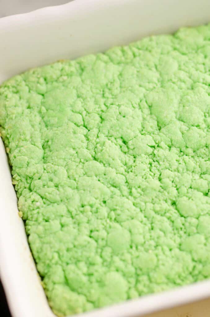 green cake baked in 9x13