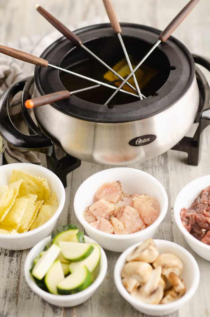 fondue dinner on table