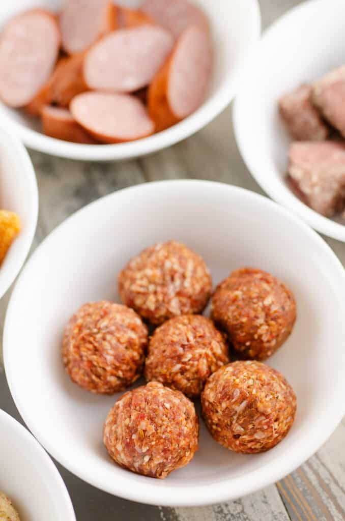 meatballs in white bowl