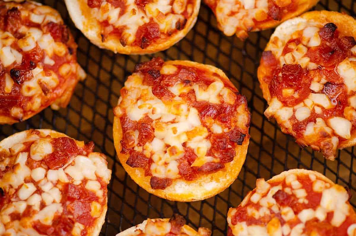 bagel bites in Air Fryer basket