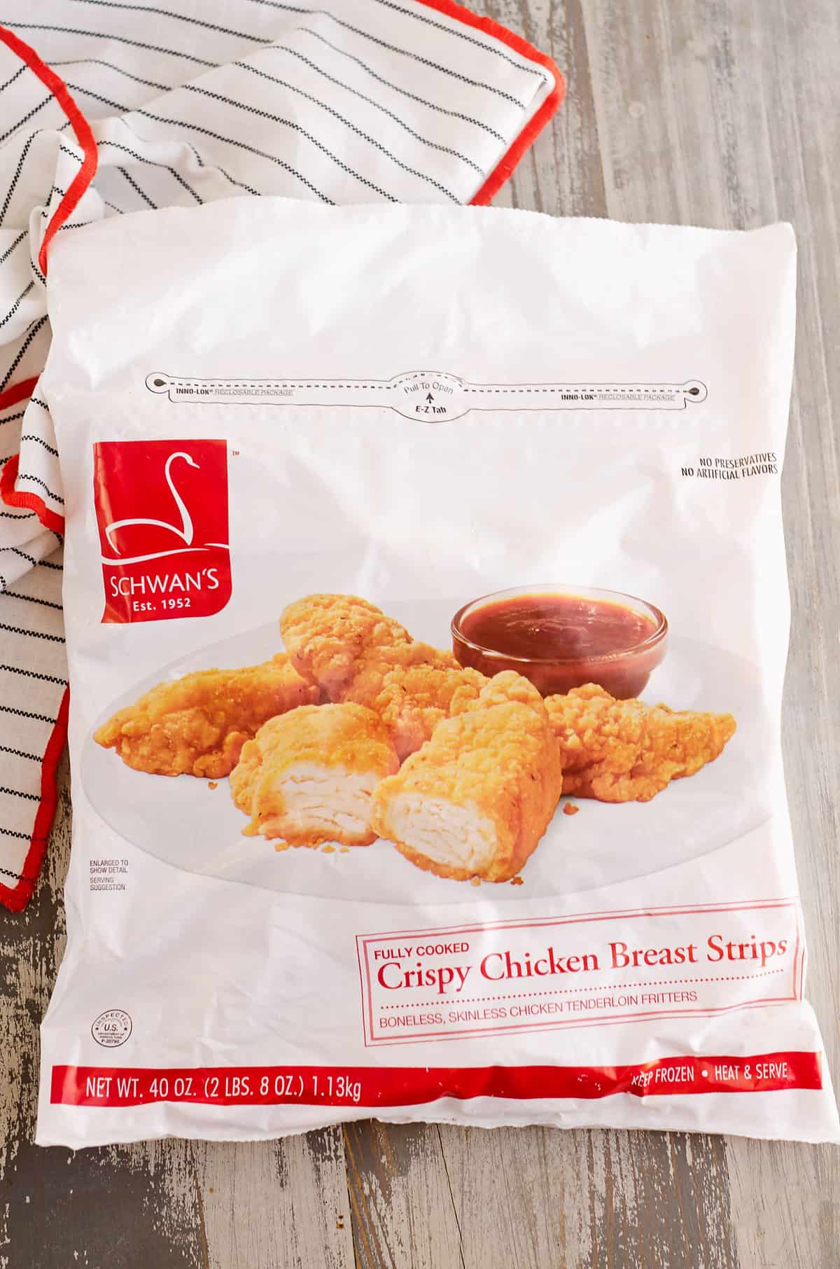 Schwan's Frozen Crispy Chicken Breast Strips package