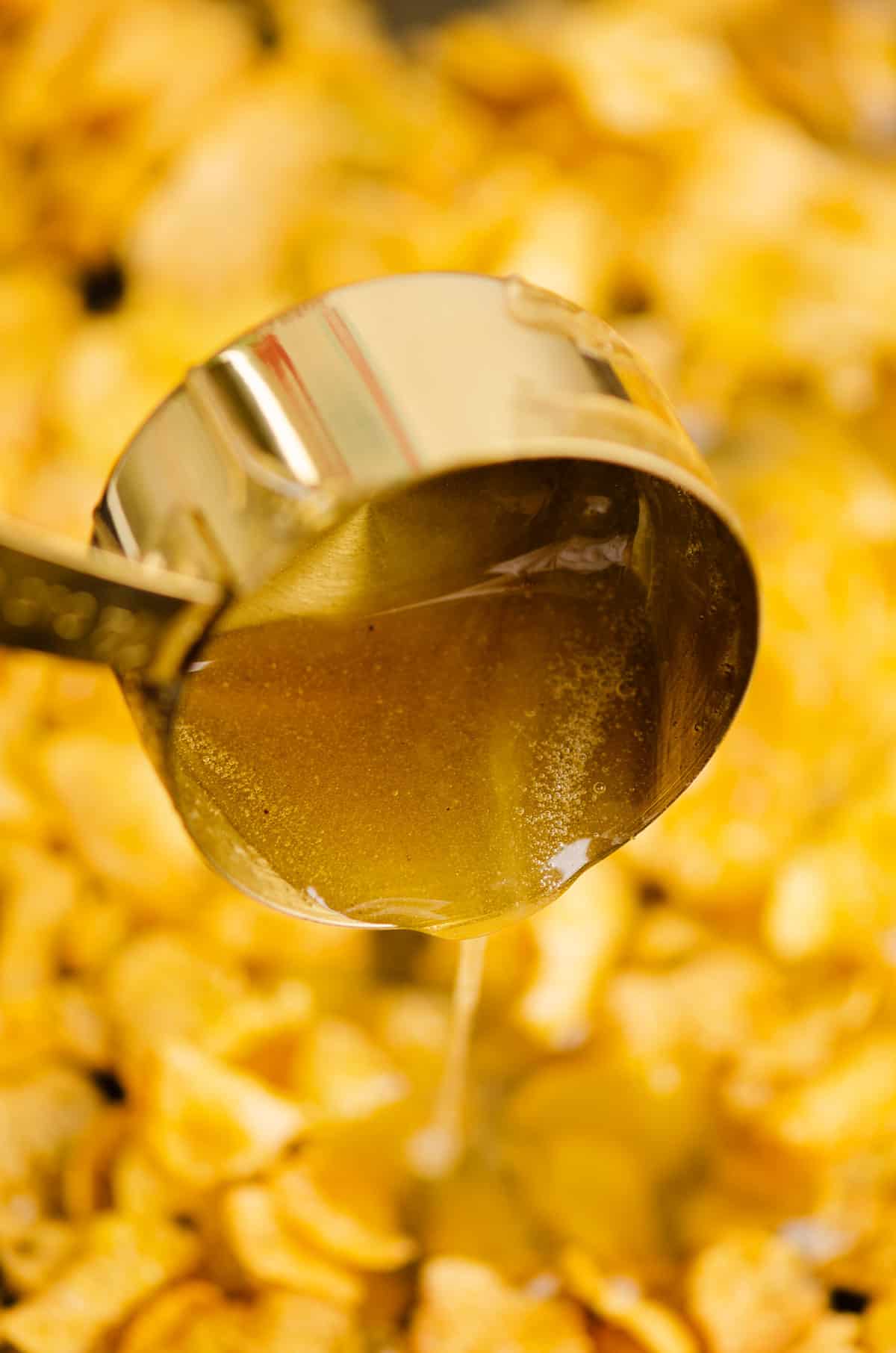 honey poured over cornflakes