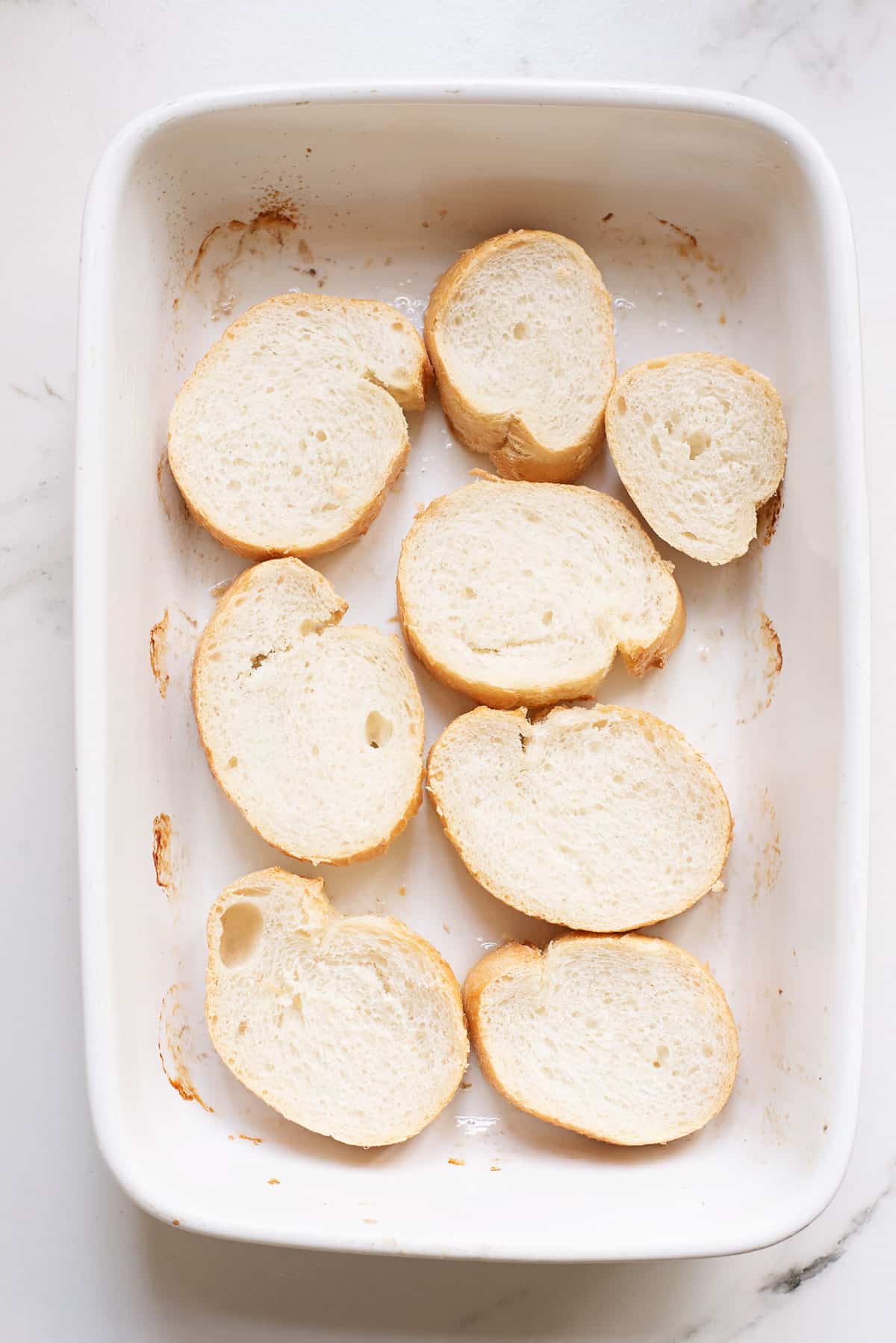 bread slices in pan