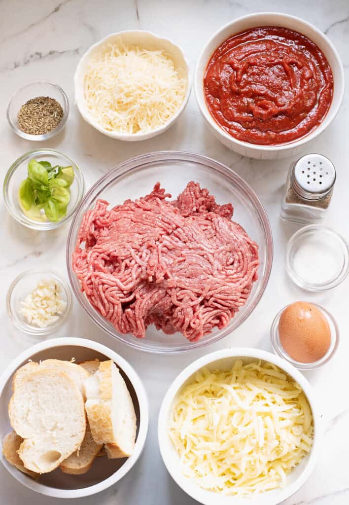 meatball ingredients on table