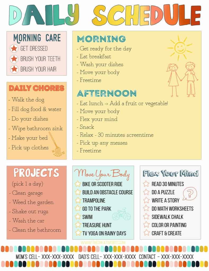 daily schedule printable graphic