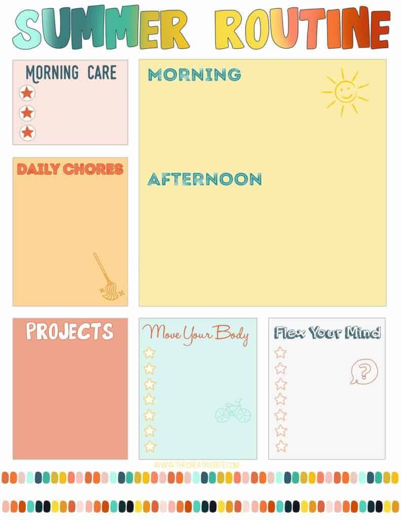summer routine printable graphic