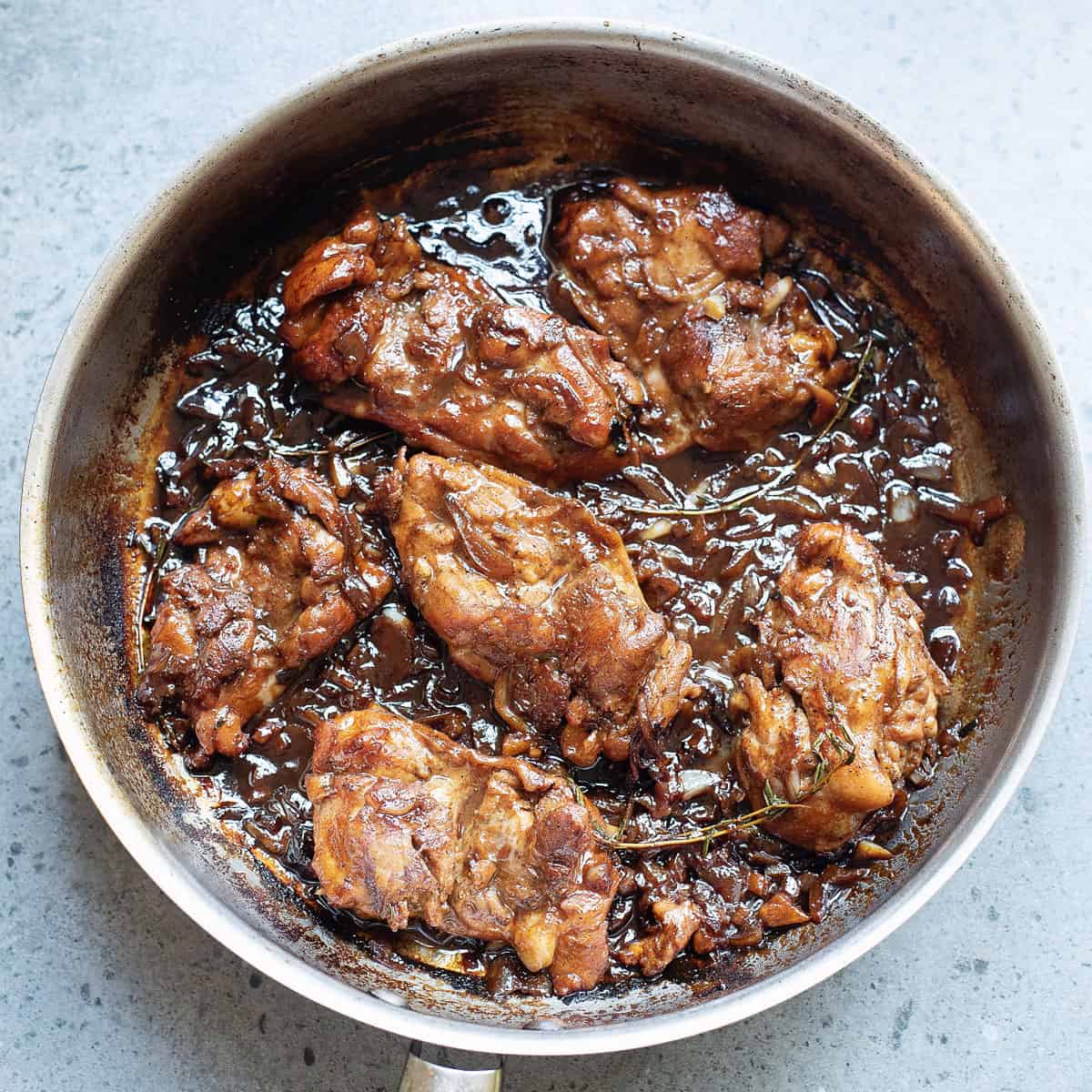 chicken thighs braised in honey beer sauce