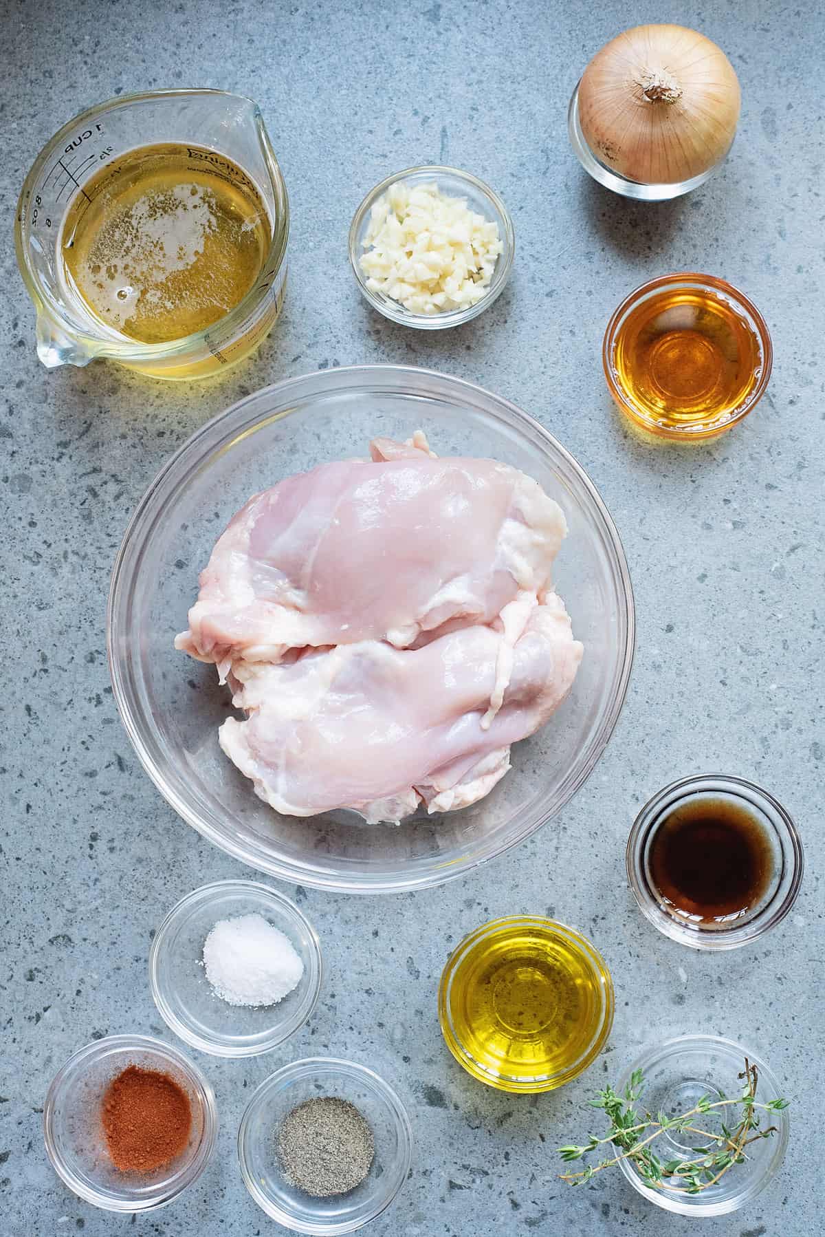 chicken and honey beer marinade ingredients on table