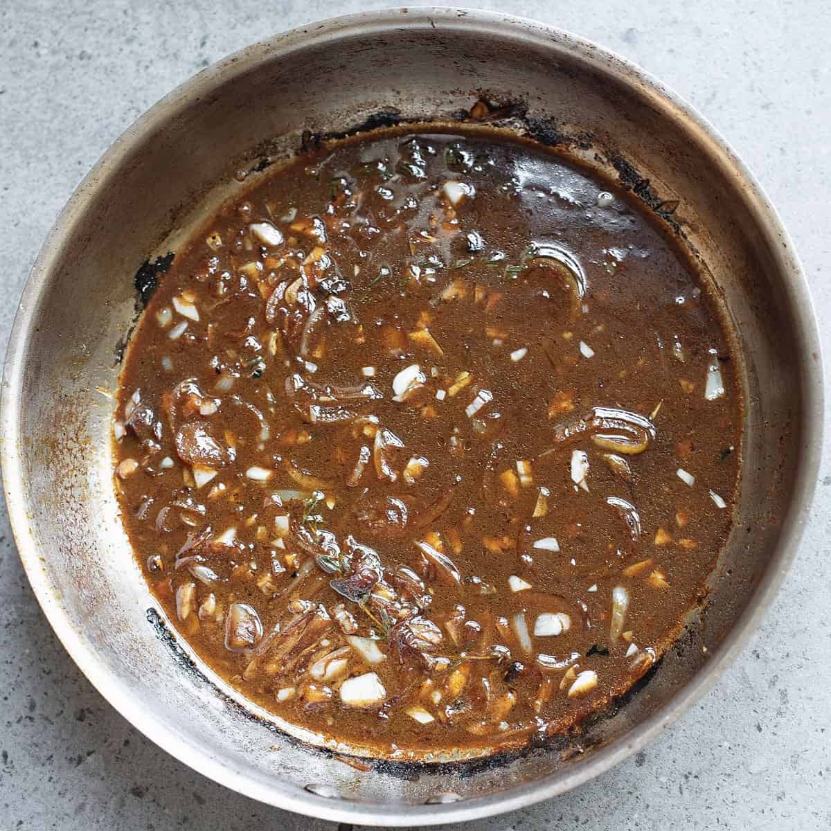 honey beer marinade reduced in pan