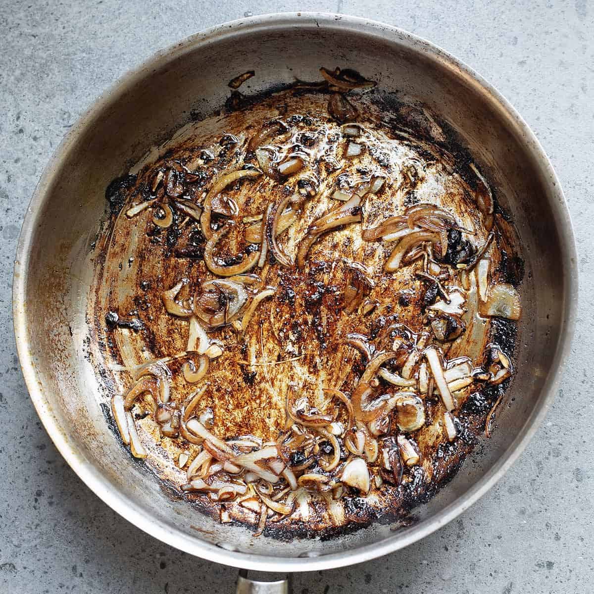 onions sauteed in pan