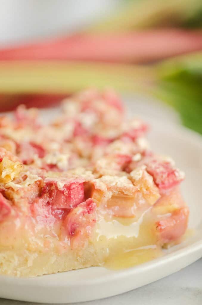 creamy inside of rhubarb dream bar