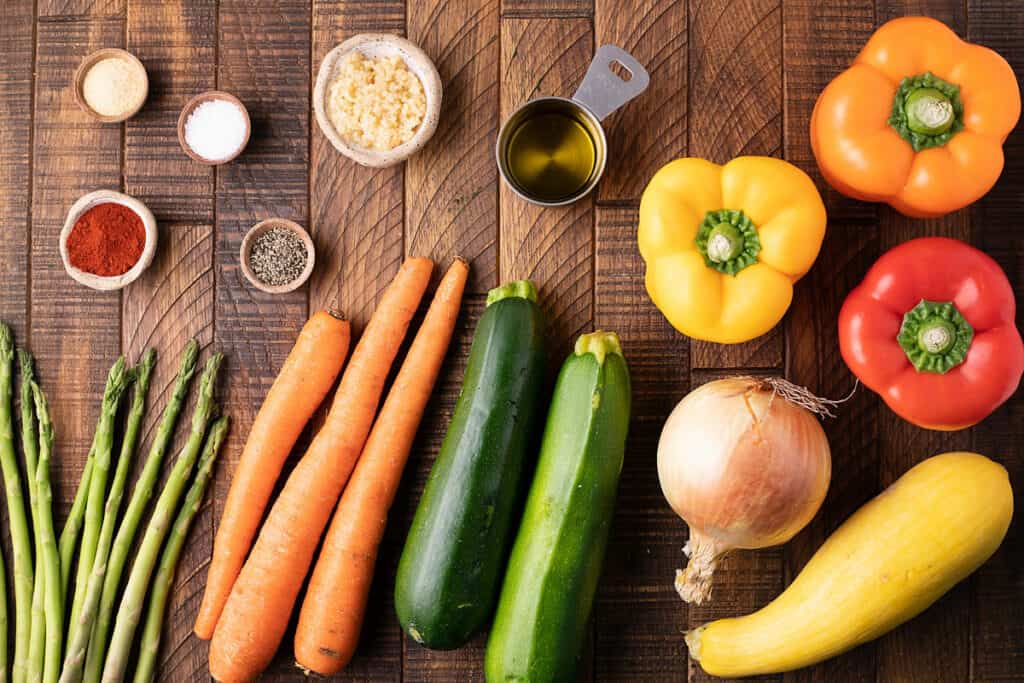 vegetables and spices on cutting board