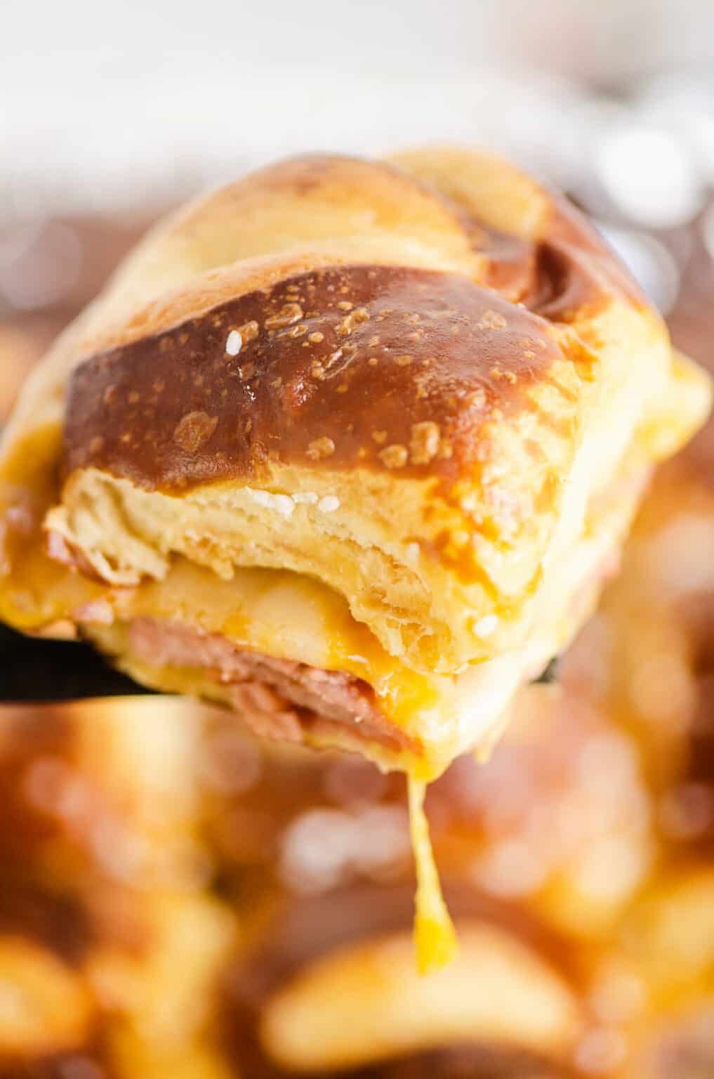 Honey Mustard Ham & Cheese Pretzel Sliders