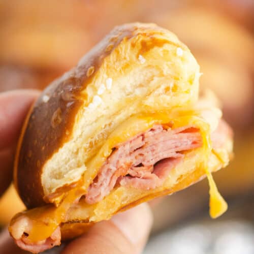 Honey Mustard Ham & Cheese Pretzel Sliders