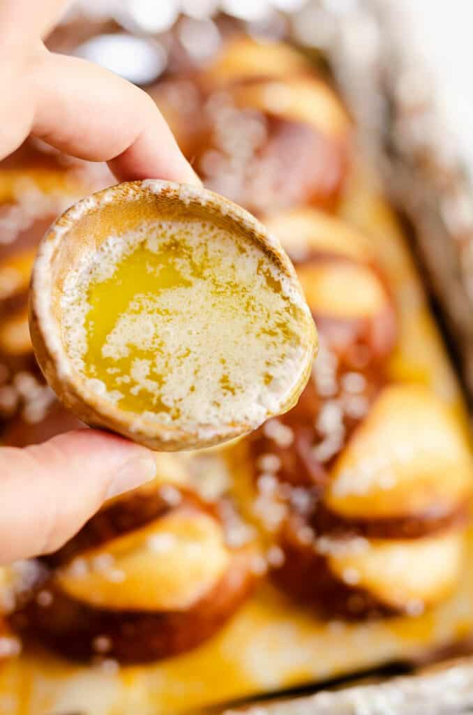 Melted butter poured over pretzel sliders