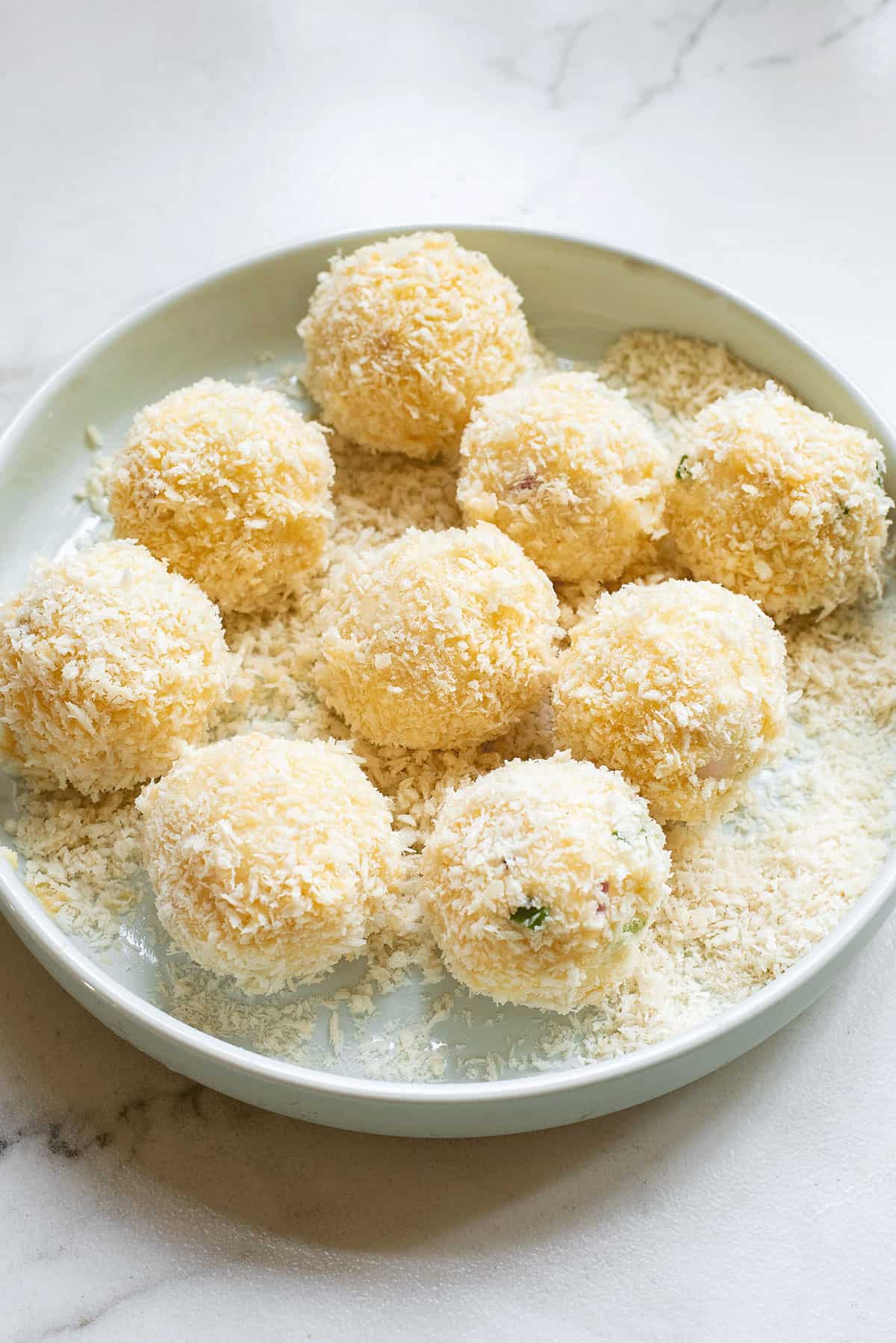 mashed potato ball coated in panko breading