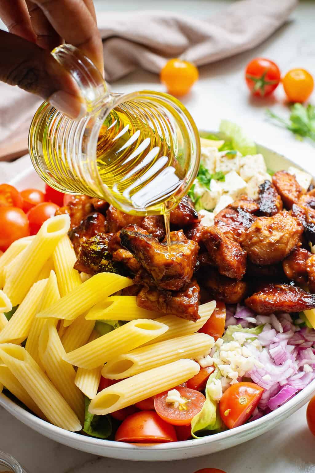 BBQ Chicken & Feta Pasta Salad