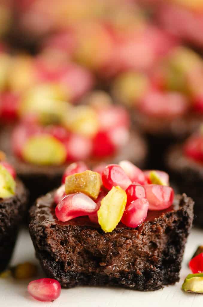 Inside of Mini Pomegranate Chocolate Tart