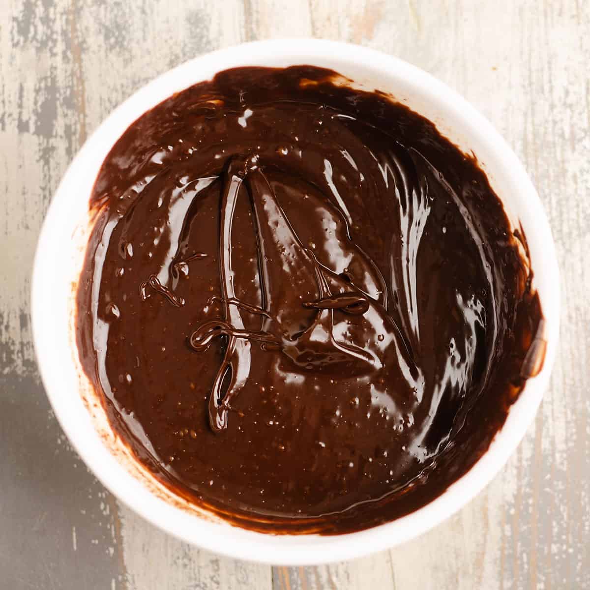 silky chocolate ganache in bowl