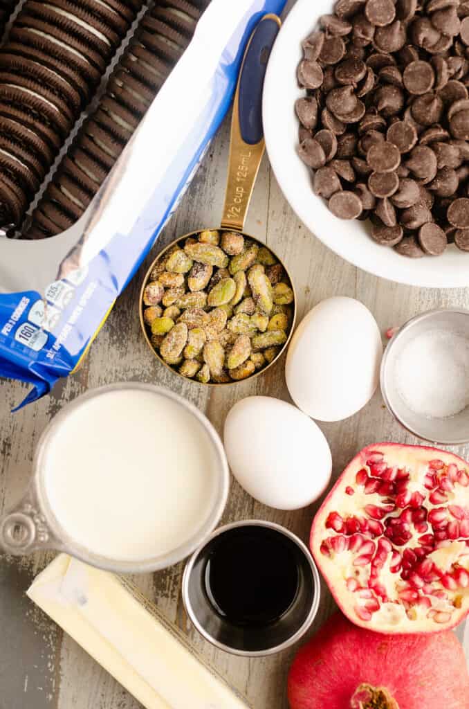 ingredients for Mini Pomegranate Chocolate Tarts