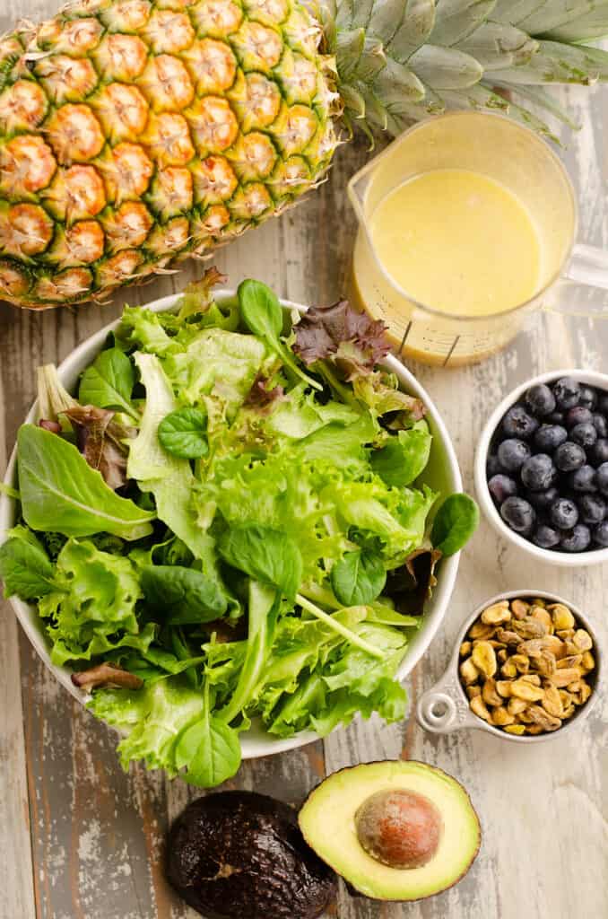 ingredients for pineapple salad on table