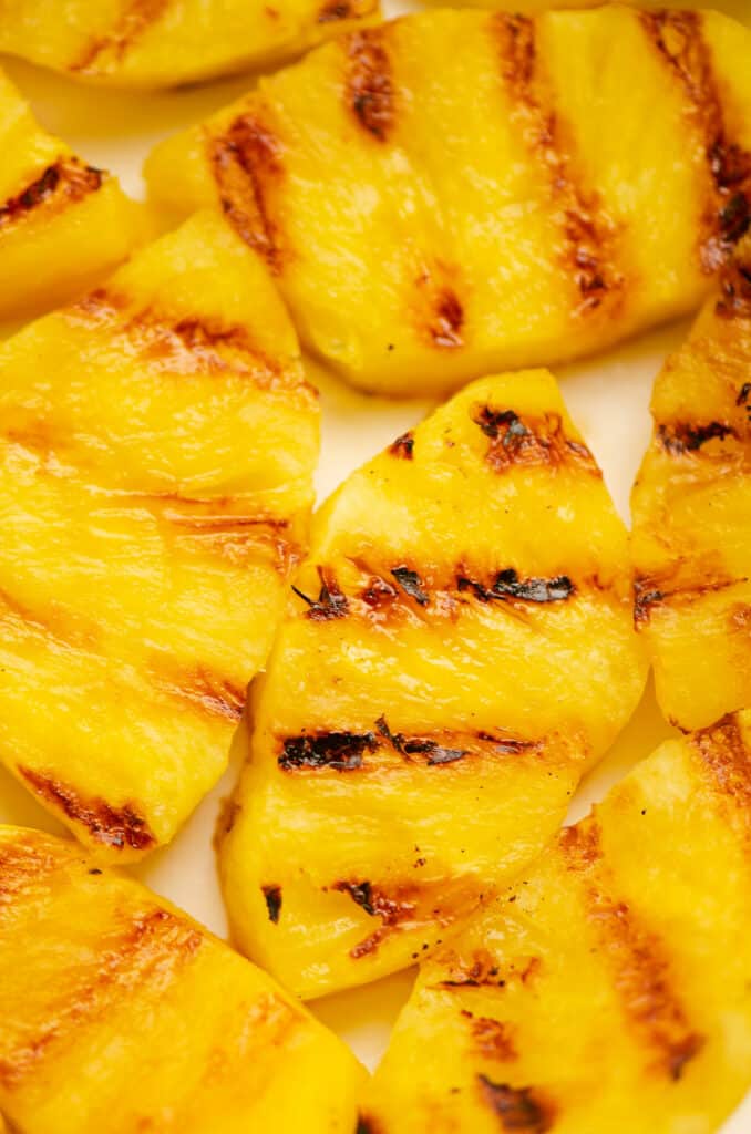 grilled pineapple on platter