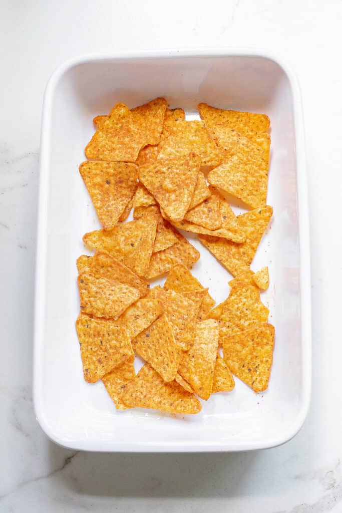 Doritos in casserole pan