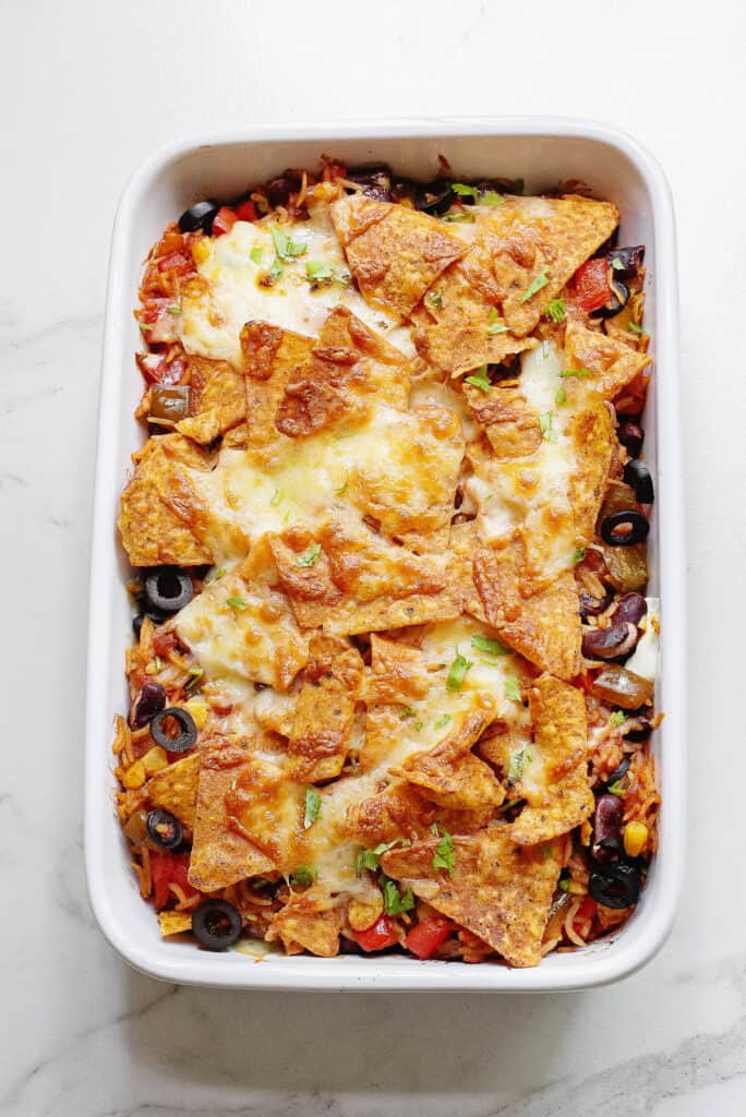 Dorito casserole in pan