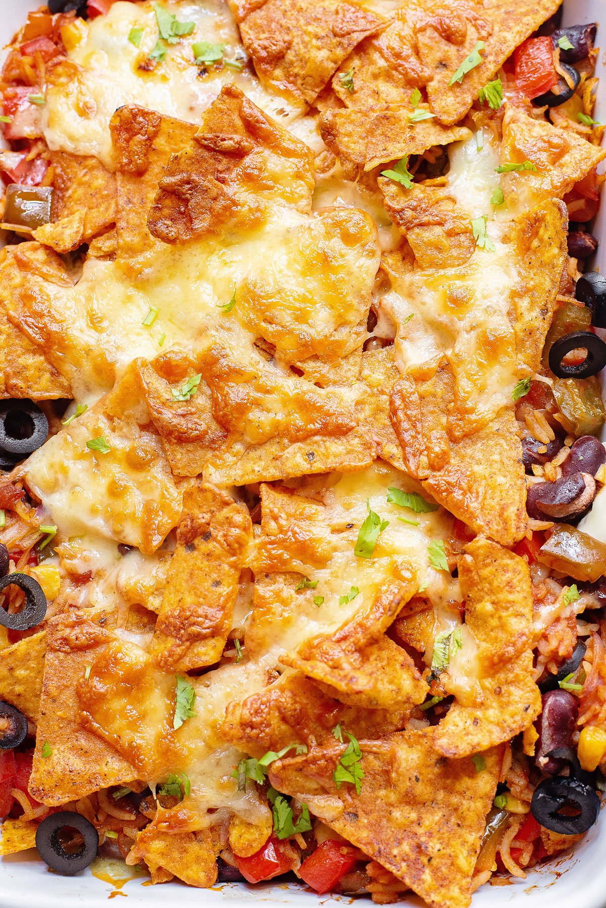 Cheesy Manchego Doritos on top of casserole