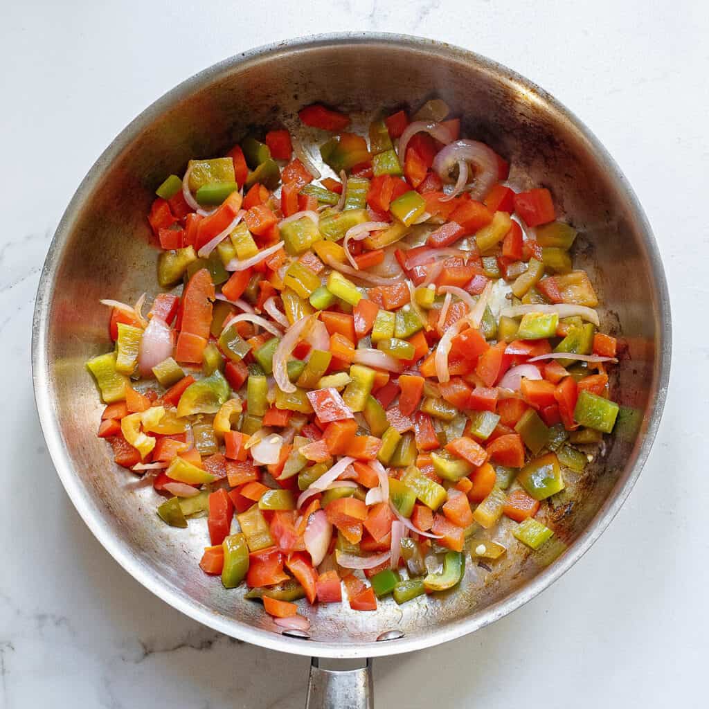 veggies in saute pan