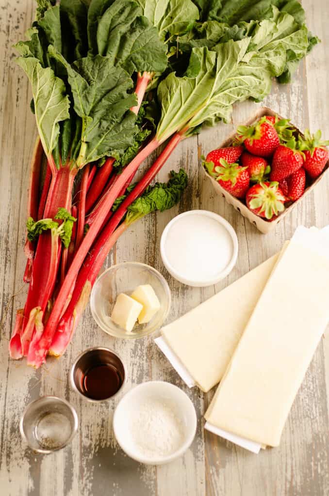 rhubarb turnover ingredients on table