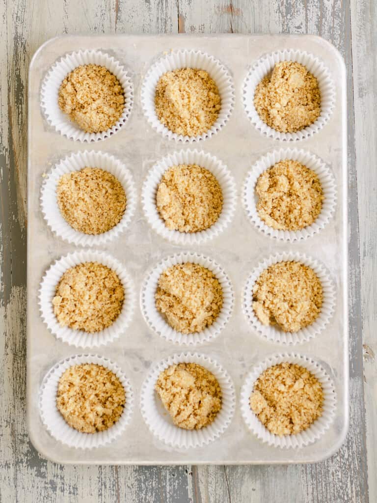 graham cracker crust in mini muffin tins