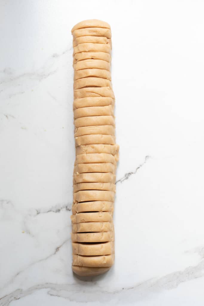 sliced chilled peanut butter cookie dough