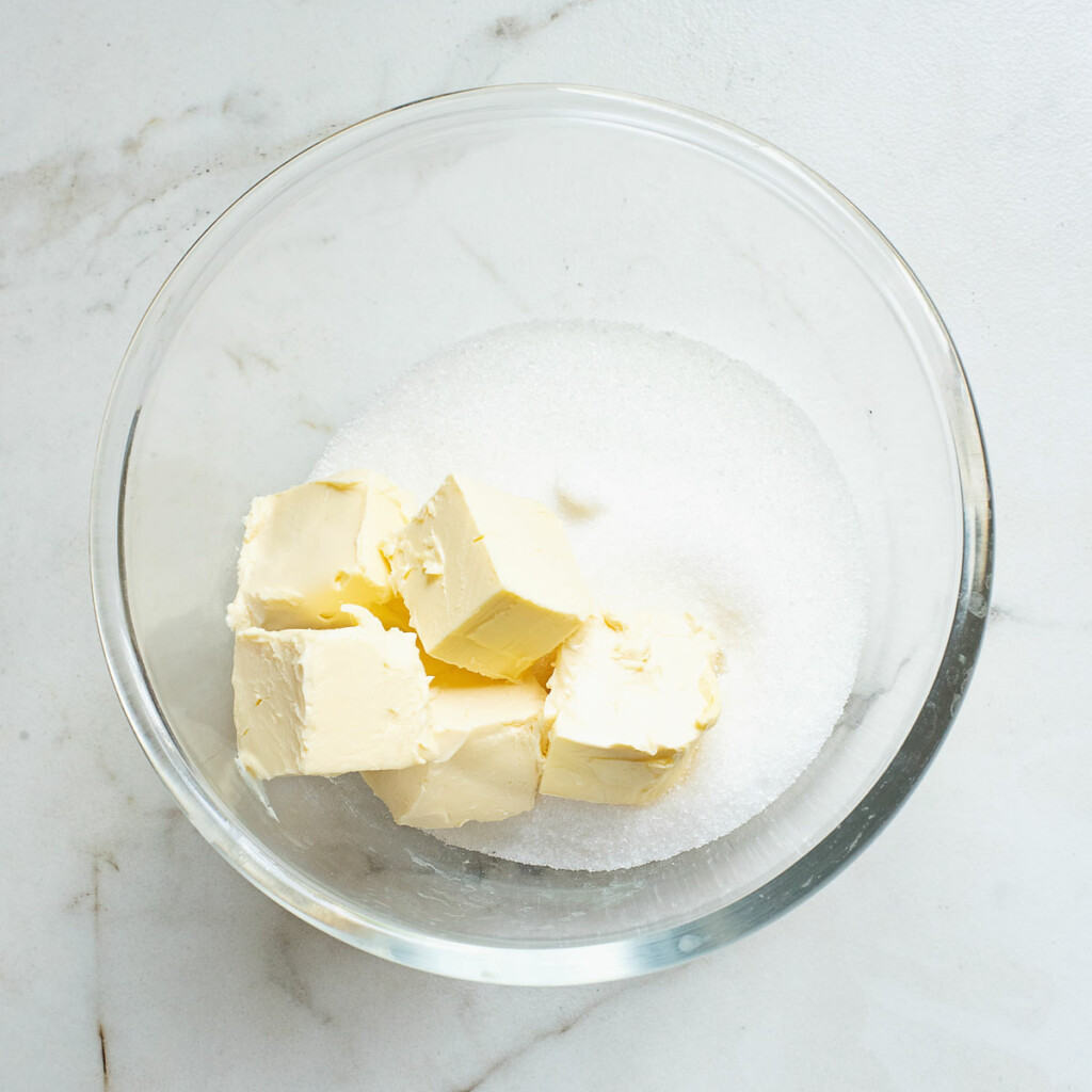 butter and sugar in bowl