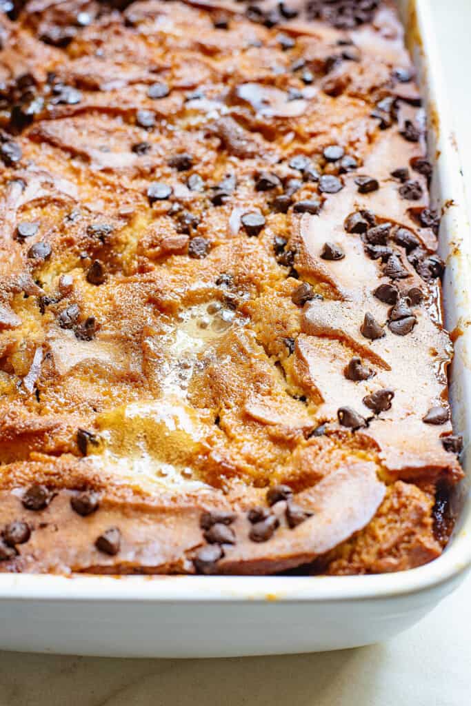 caramel swirled into chocolate chip coffee cake