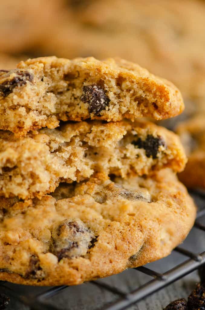 inside of oatmeal raisin cookies