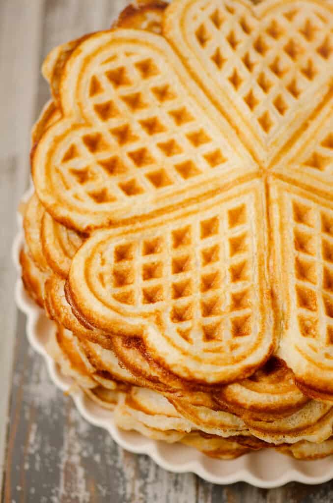 stack of Greek yogurt Nordic waffles on plate